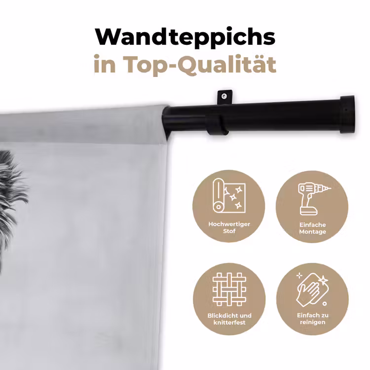 Hondje - Wijnglas - Zonnebril - Enthousiast Wandkleed katoen klein -tsfeer2_DE