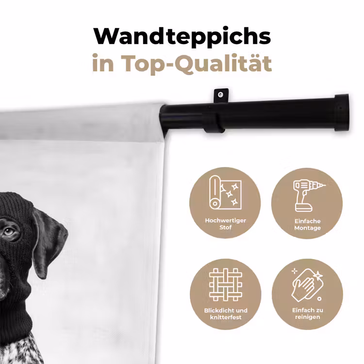Honden - Bivakmuts - Zwart - wit Wandkleed katoen klein -tsfeer2_DE