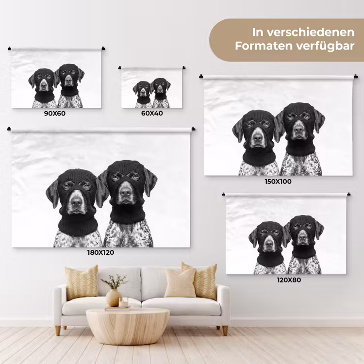 Honden - Bivakmuts - Zwart - wit Wandkleed katoen klein -tsfeer8_DE