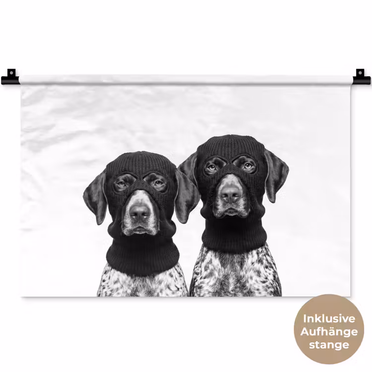 Honden - Bivakmuts - Zwart - wit Wandkleed katoen klein -t3d_DE