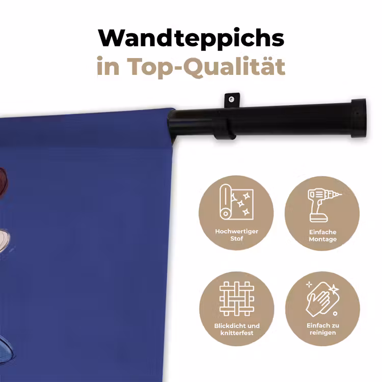 Hoeden - Gestapeld - Mode - Kleurrijk - Illustratie Wandkleed katoen klein -tsfeer2_DE