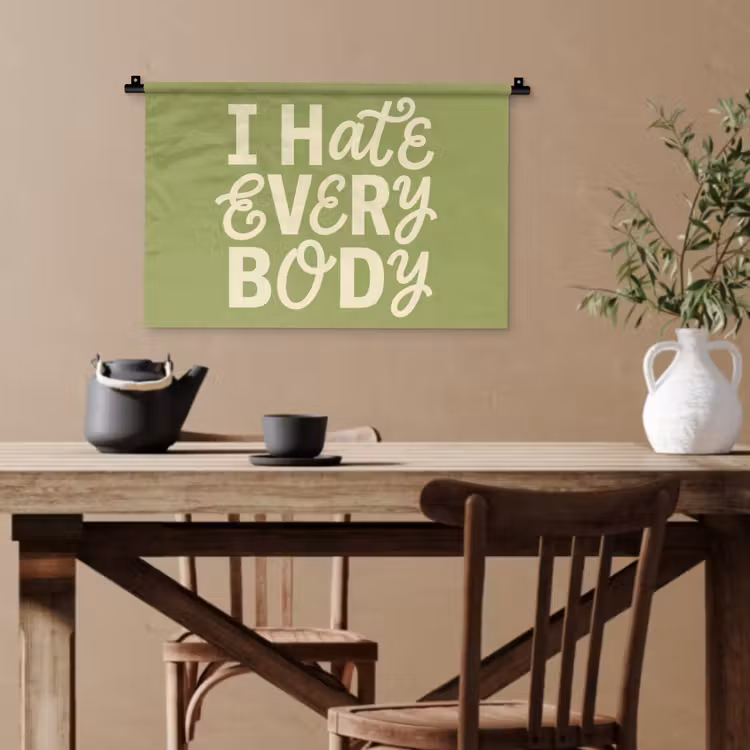 I hate everybody - Groen - Retro Wandkleed katoen klein -sfeer6