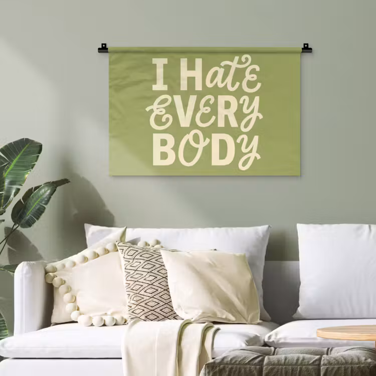 I hate everybody - Groen - Retro Wandkleed katoen klein -sfeer7