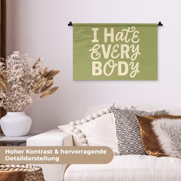 I hate everybody - Groen - Retro Wandkleed katoen klein -tsfeer1_DE