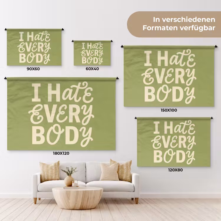 I hate everybody - Groen - Retro Wandkleed katoen klein -tsfeer8_DE