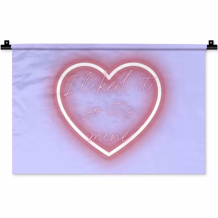 I liked it so it's mine - Neon hart - Paars Wandkleed katoen klein -zz3d