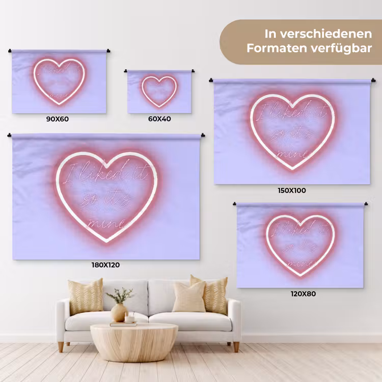 I liked it so it's mine - Neon hart - Paars Wandkleed katoen klein -tsfeer8_DE