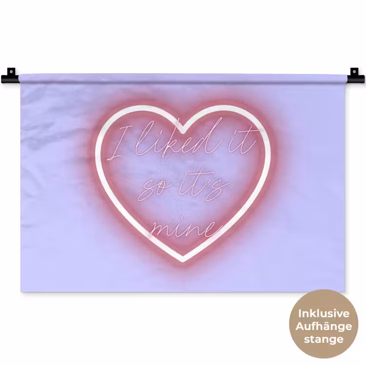 I liked it so it's mine - Neon hart - Paars Wandkleed katoen klein -t3d_DE