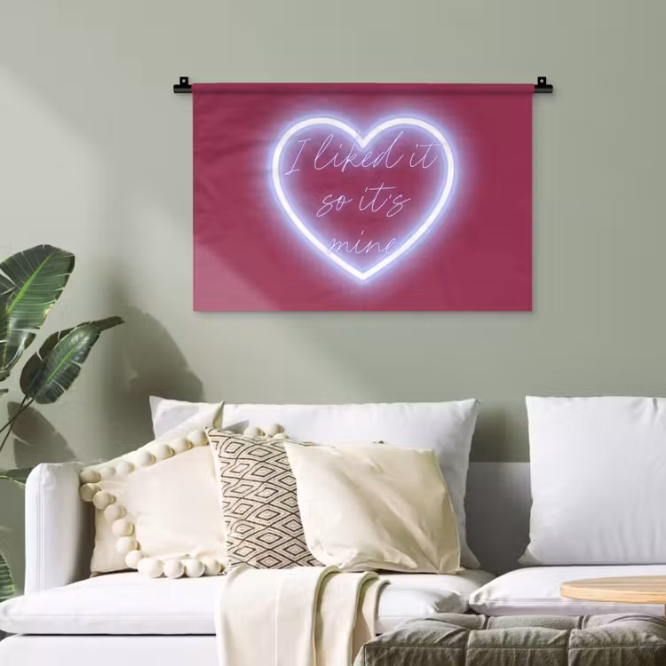 I liked it so it's mine - Neon hart - Roze Wandkleed katoen klein -sfeer7