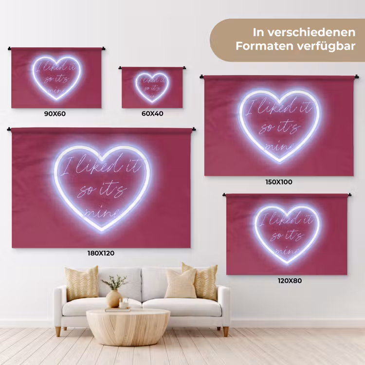 I liked it so it's mine - Neon hart - Roze Wandkleed katoen klein -tsfeer8_DE