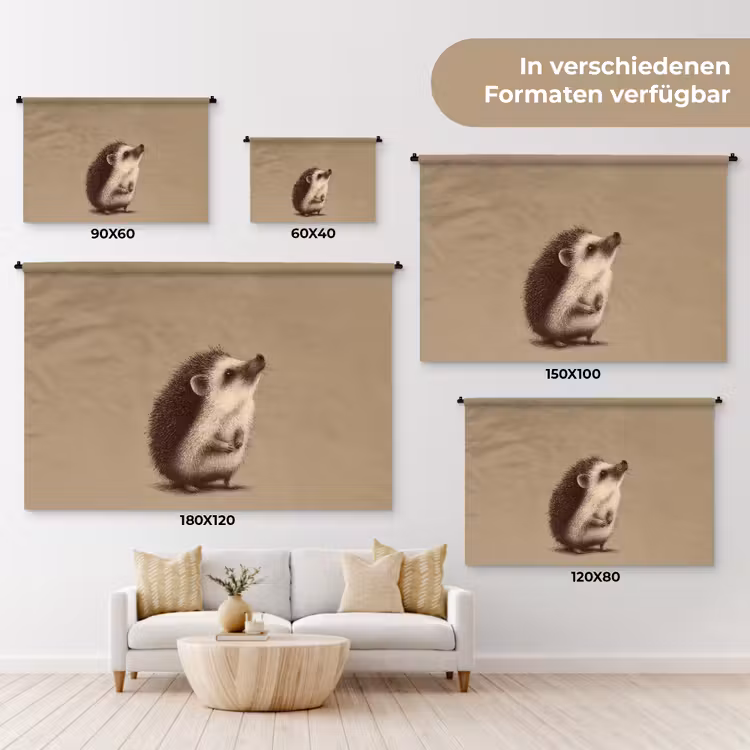 Egel - Snuitje - Bruin - Stekels Wandkleed katoen klein -tsfeer8_DE