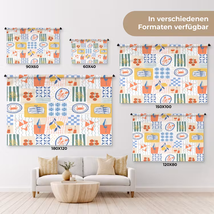 Zee - Sfeer - Mozaïek - Wijn Wandkleed katoen klein 269 -tsfeer8_DE