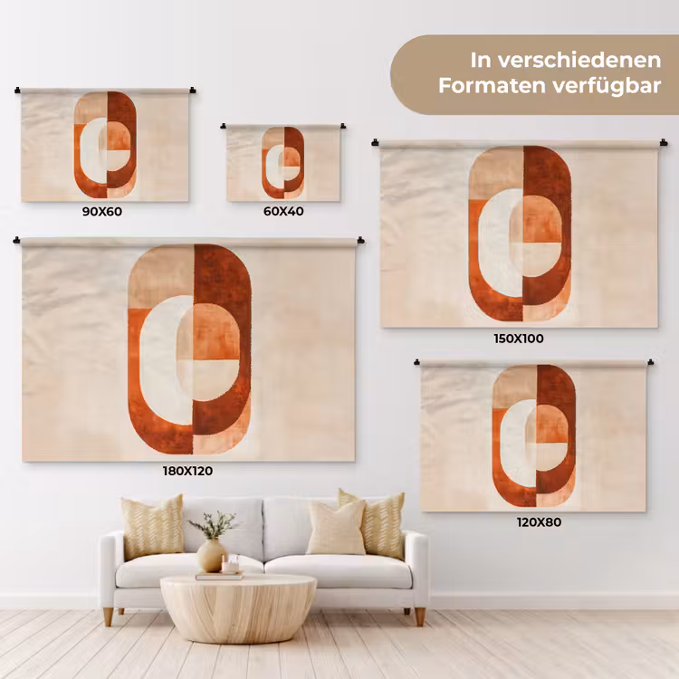 Illustratie - Abstract - Vormen - Rood Wandkleed katoen klein -tsfeer8_DE