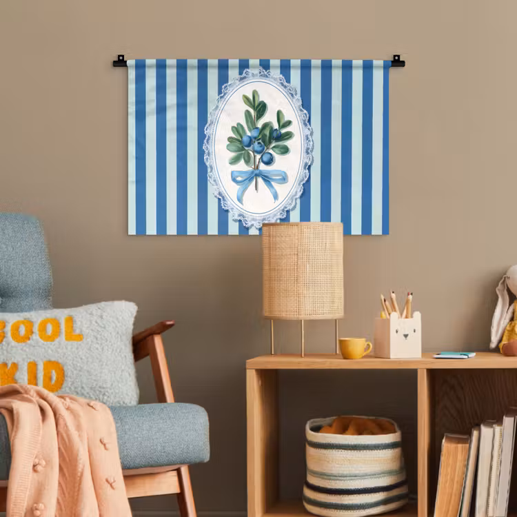 Illustratie - Bessen - Blauw - Strepen Wandkleed katoen klein -wsfeer4_kind