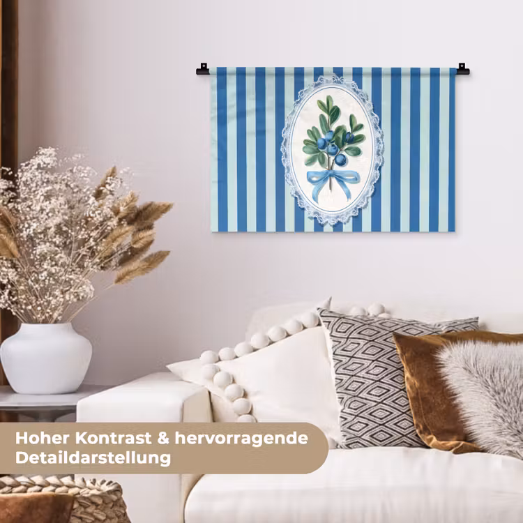 Illustratie - Bessen - Blauw - Strepen Wandkleed katoen klein -tsfeer1_DE