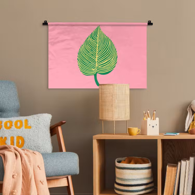 Illustratie - Blad - Minimalistisch - Groen Wandkleed katoen klein -wsfeer4_kind
