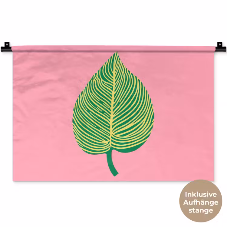 Illustratie - Blad - Minimalistisch - Groen Wandkleed katoen klein -t3d_DE