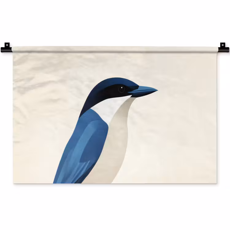 Illustratie - Blauw - Vogel Wandkleed katoen klein -zz3d