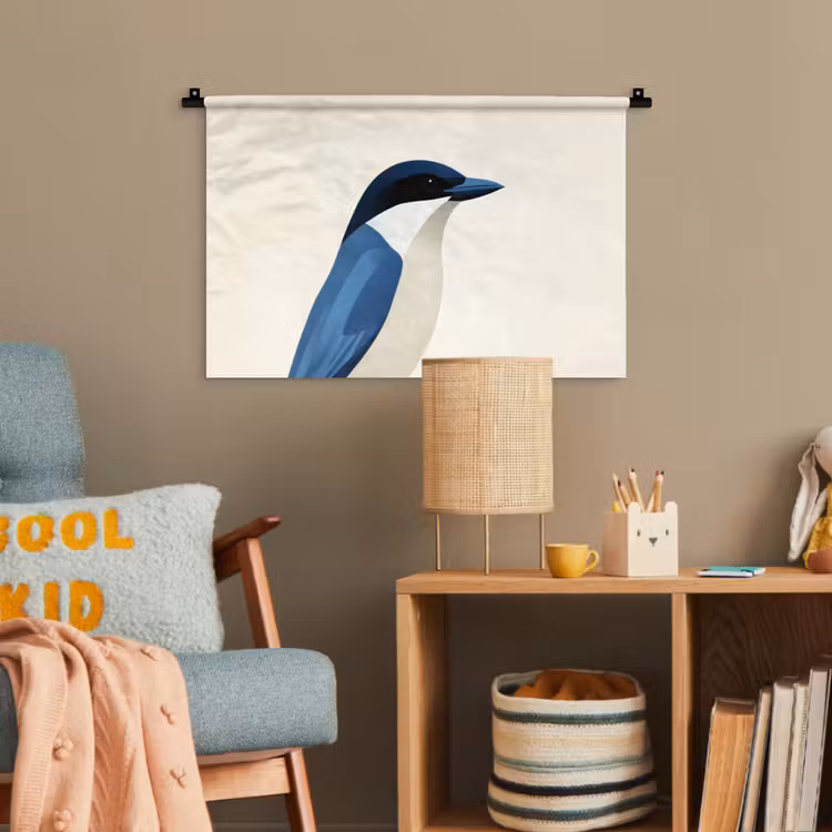 Illustratie - Blauw - Vogel Wandkleed katoen klein -wsfeer4_kind