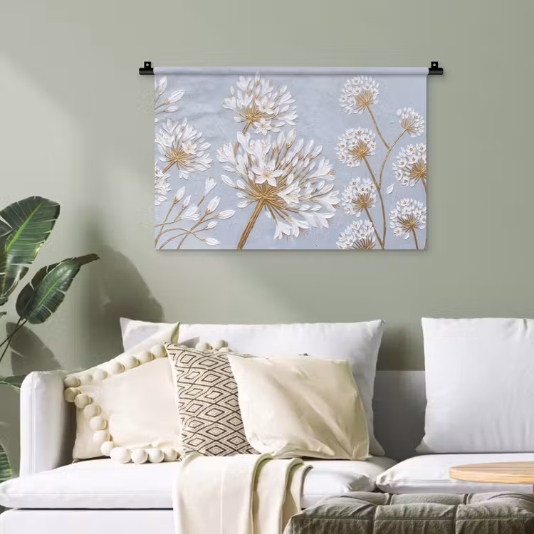 Illustratie - Bloemen - Blauw Wandkleed katoen klein -sfeer7