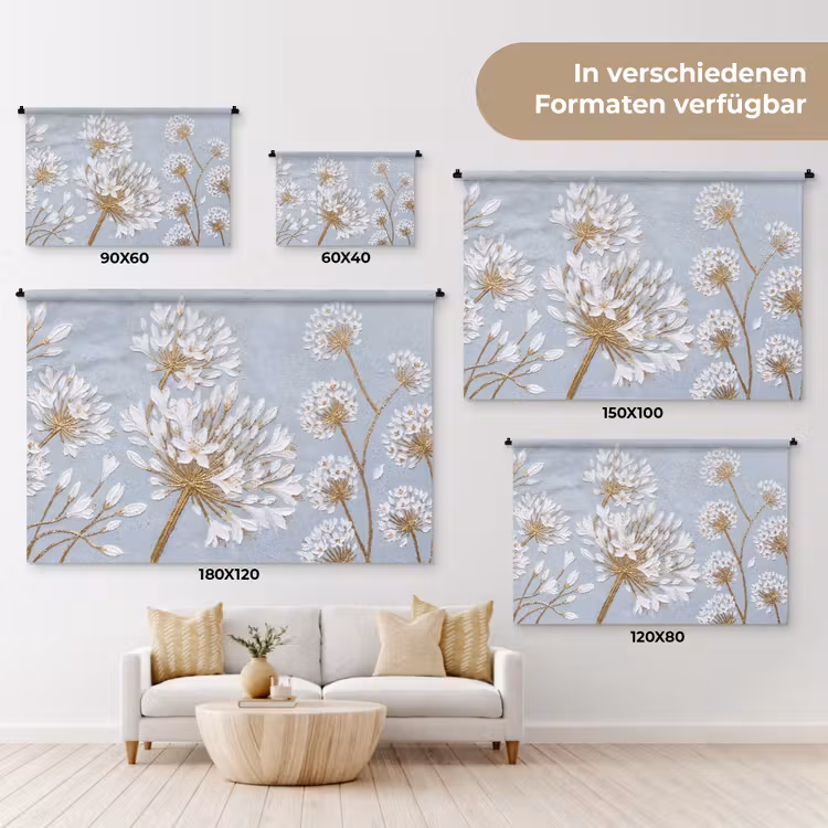 Illustratie - Bloemen - Blauw Wandkleed katoen klein -tsfeer8_DE