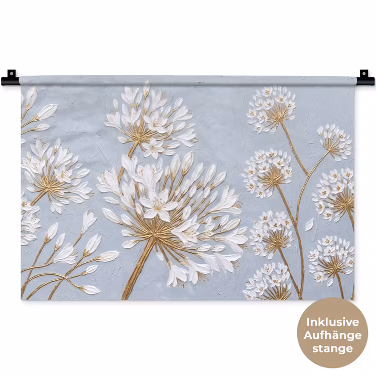 Illustratie - Bloemen - Blauw Wandkleed katoen klein -t3d_DE