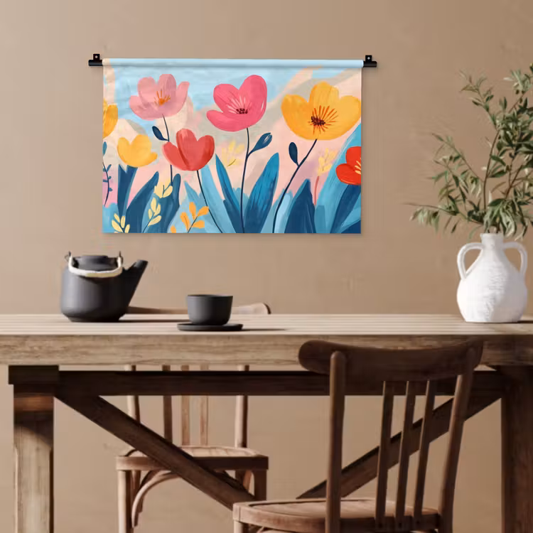 Illustratie - Bloemen - Kleurrijk Wandkleed katoen klein -sfeer6