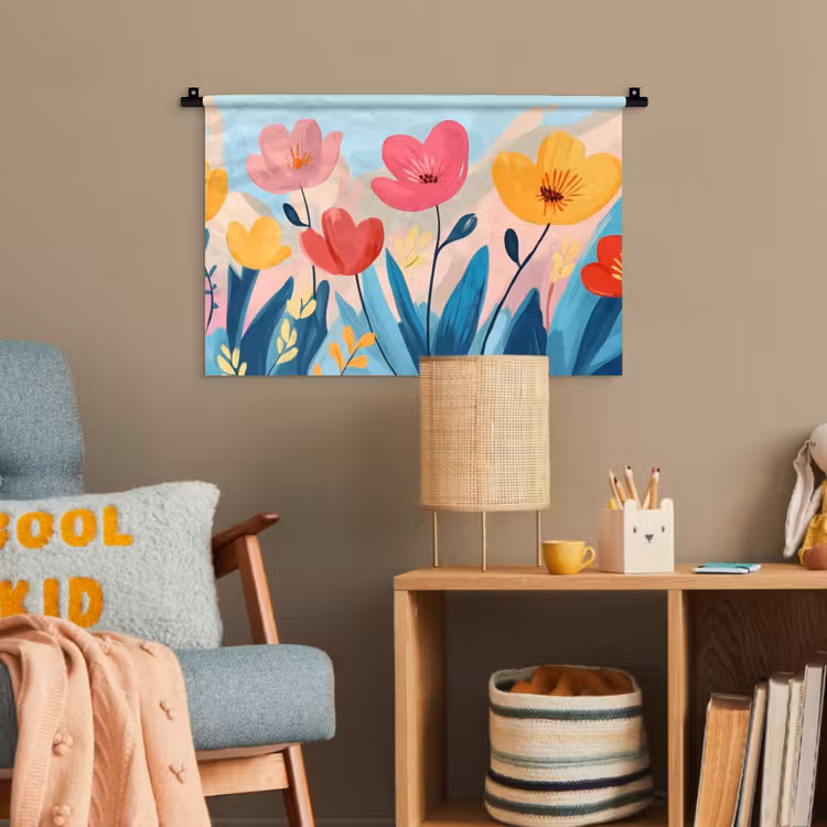 Illustratie - Bloemen - Kleurrijk Wandkleed katoen klein -wsfeer4_kind