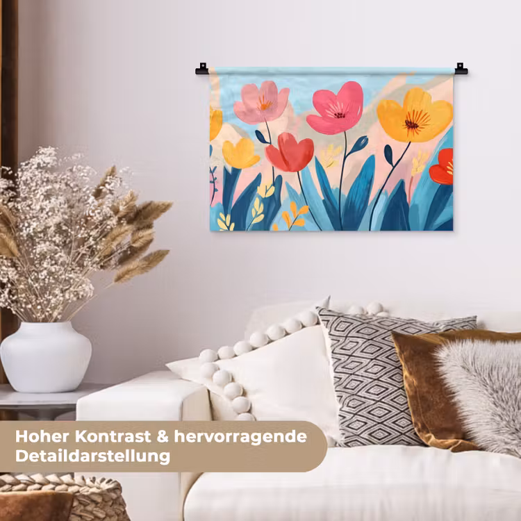 Illustratie - Bloemen - Kleurrijk Wandkleed katoen klein -tsfeer1_DE