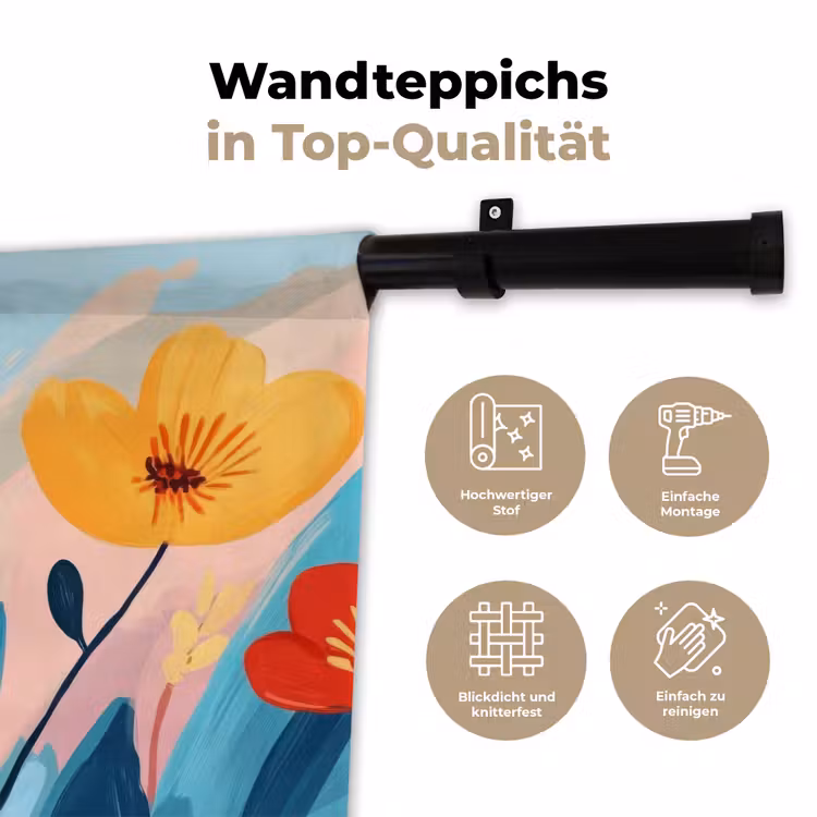 Illustratie - Bloemen - Kleurrijk Wandkleed katoen klein -tsfeer2_DE