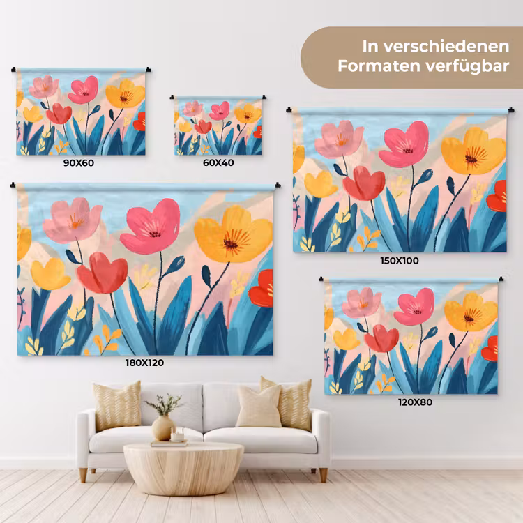 Illustratie - Bloemen - Kleurrijk Wandkleed katoen klein -tsfeer8_DE