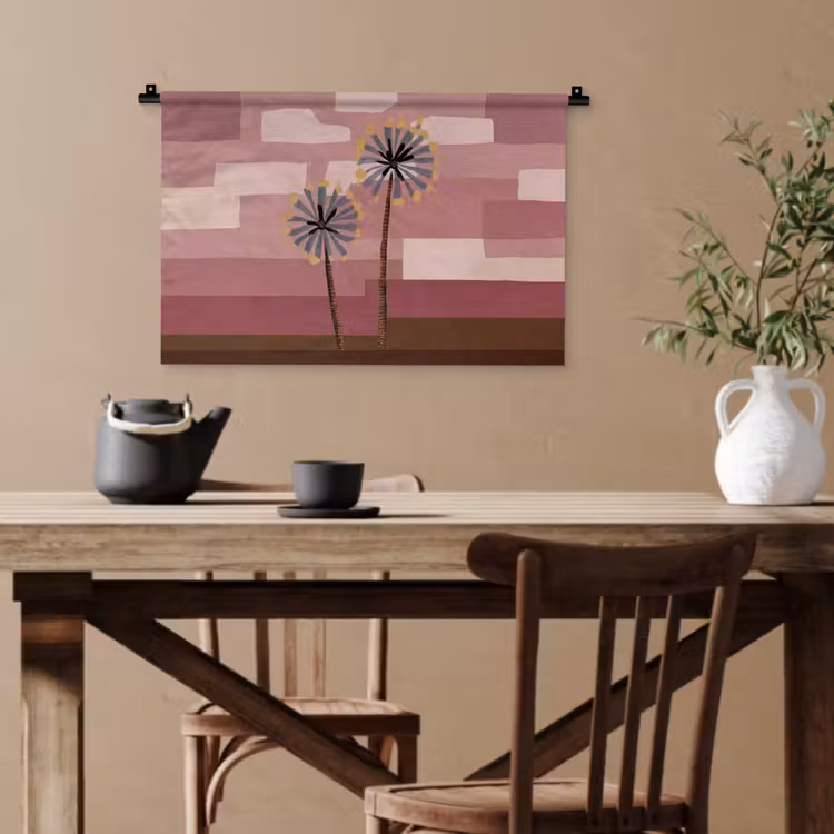 Illustratie - Bloemen - Vlakken - Abstract Wandkleed katoen klein -sfeer6