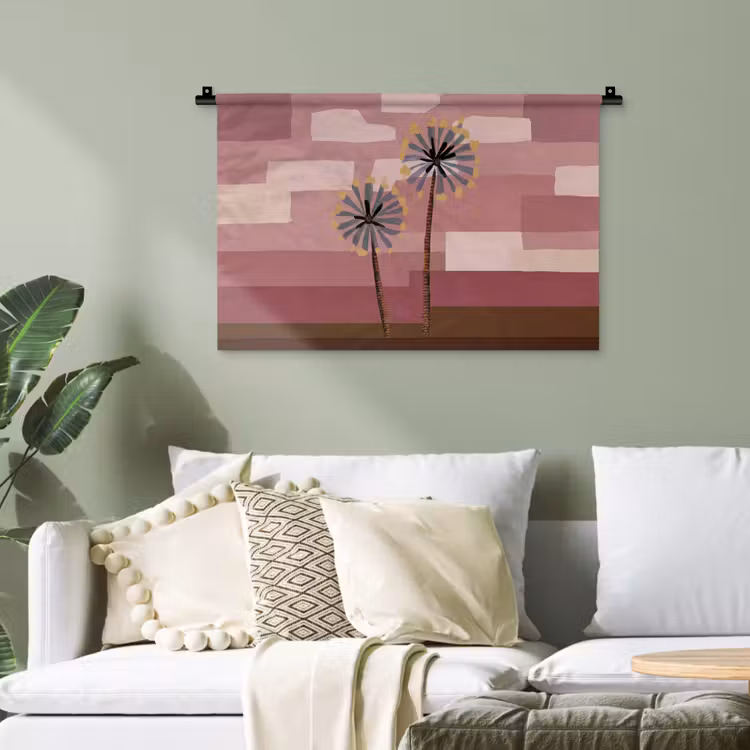 Illustratie - Bloemen - Vlakken - Abstract Wandkleed katoen klein -sfeer7