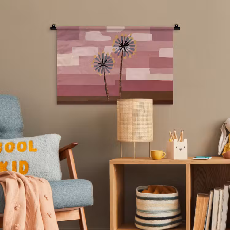 Illustratie - Bloemen - Vlakken - Abstract Wandkleed katoen klein -wsfeer4_kind