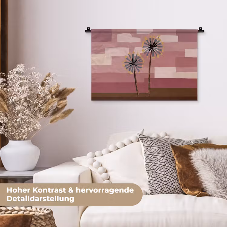 Illustratie - Bloemen - Vlakken - Abstract Wandkleed katoen klein -tsfeer1_DE