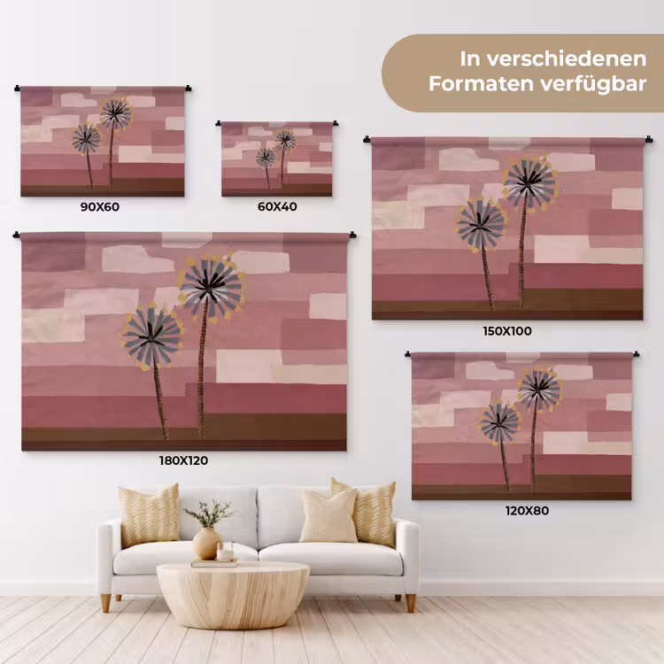 Illustratie - Bloemen - Vlakken - Abstract Wandkleed katoen klein -tsfeer8_DE