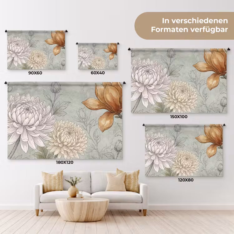 Illustratie - Bloemen - Groen Wandkleed katoen klein -tsfeer8_DE