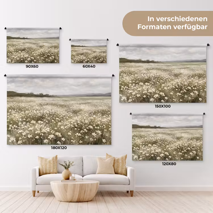Illustratie - Landschap - Wit Wandkleed katoen klein -tsfeer8_DE