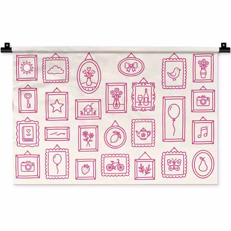 Illustratie - Collectie - Kunst - Minimalistisch - Roze Wandkleed katoen klein -zz3d