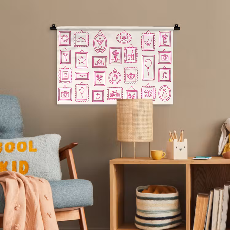 Illustratie - Collectie - Kunst - Minimalistisch - Roze Wandkleed katoen klein -wsfeer4_kind