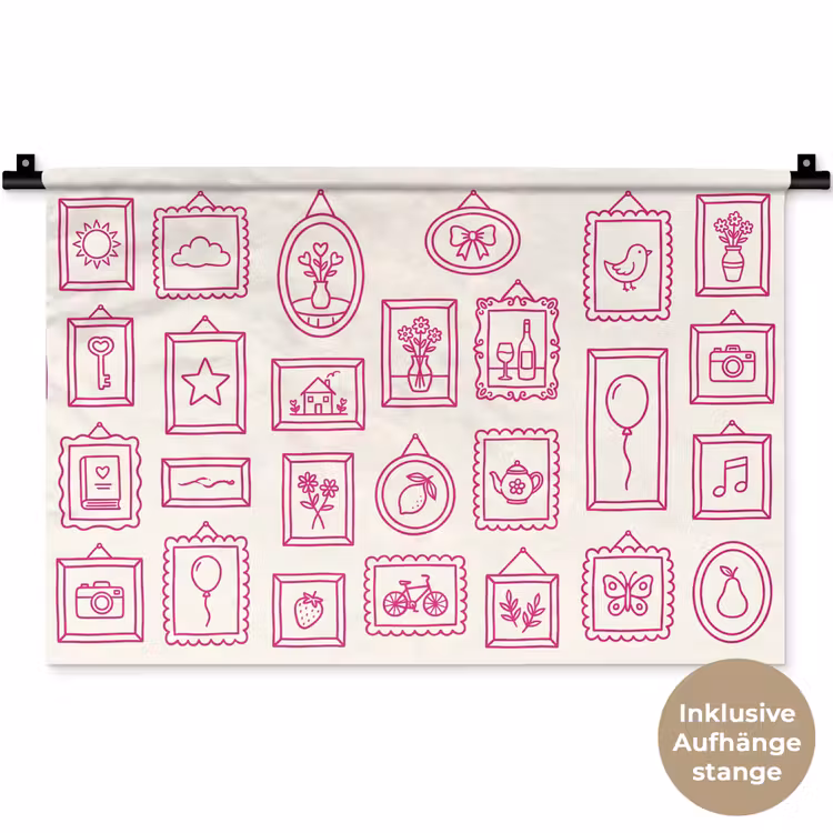 Illustratie - Collectie - Kunst - Minimalistisch - Roze Wandkleed katoen klein -t3d_DE
