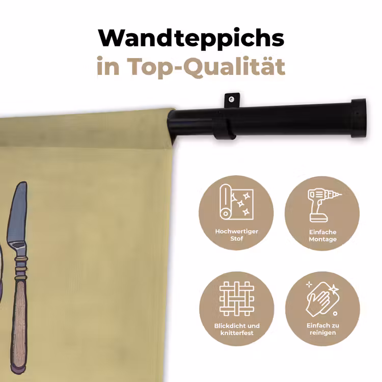 Illustratie - Bord - Bestek - Beige Wandkleed katoen klein -tsfeer2_DE