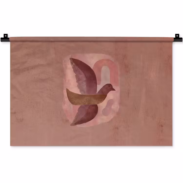 Illustratie - Vogels - Abstract - Roze Wandkleed katoen klein -zz3d