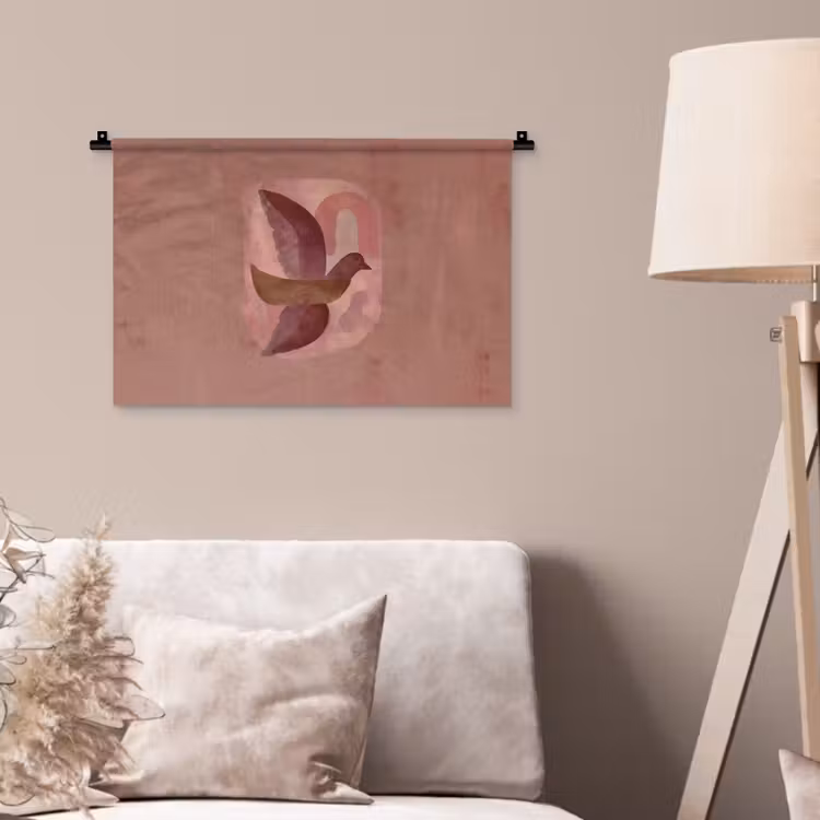 Illustratie - Vogels - Abstract - Roze Wandkleed katoen klein -sfeer4