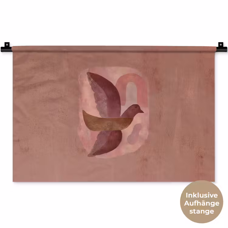 Illustratie - Vogels - Abstract - Roze Wandkleed katoen klein -t3d_DE