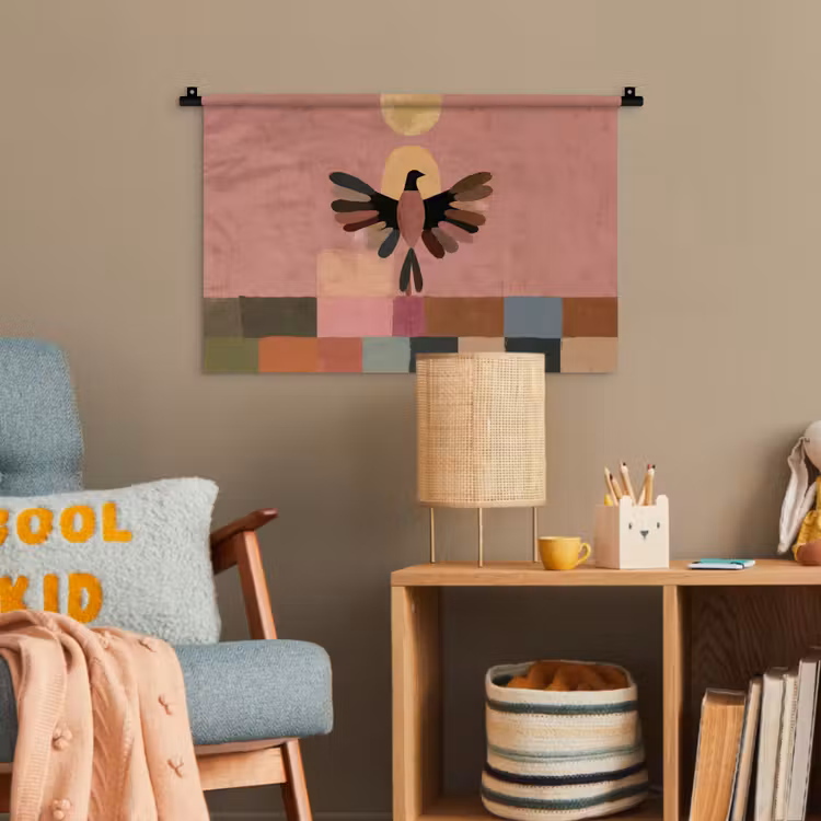 Illustratie - Vogel - Vlakken - Kleurrijk Wandkleed katoen klein -wsfeer4_kind