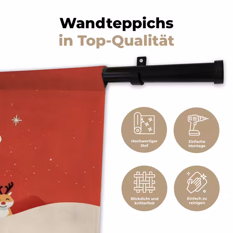 Illustratie - Kerstman - Rendieren - Rood Wandkleed katoen klein -tsfeer2_DE