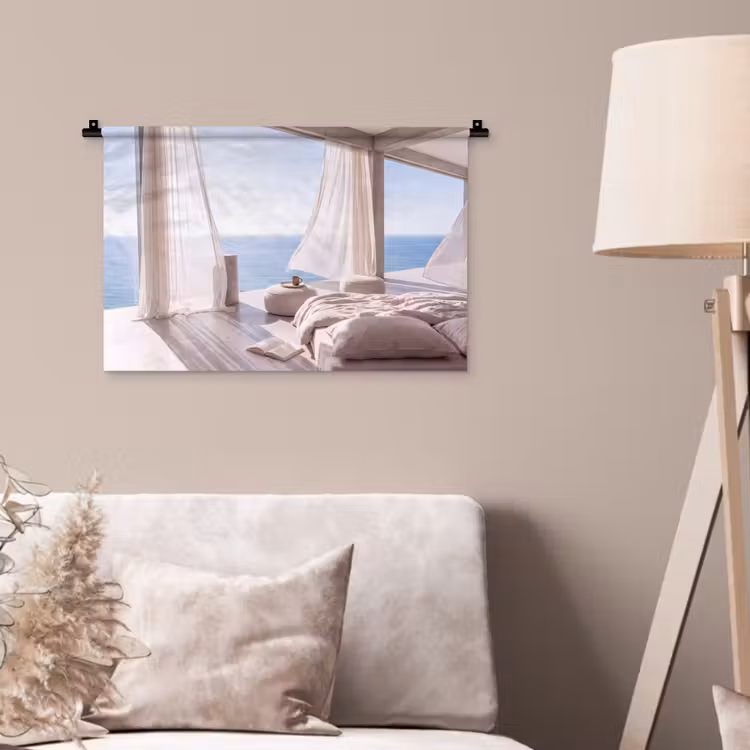 Interieur - Zeezicht - Modern - Rust - Beige Wandkleed katoen klein -sfeer4