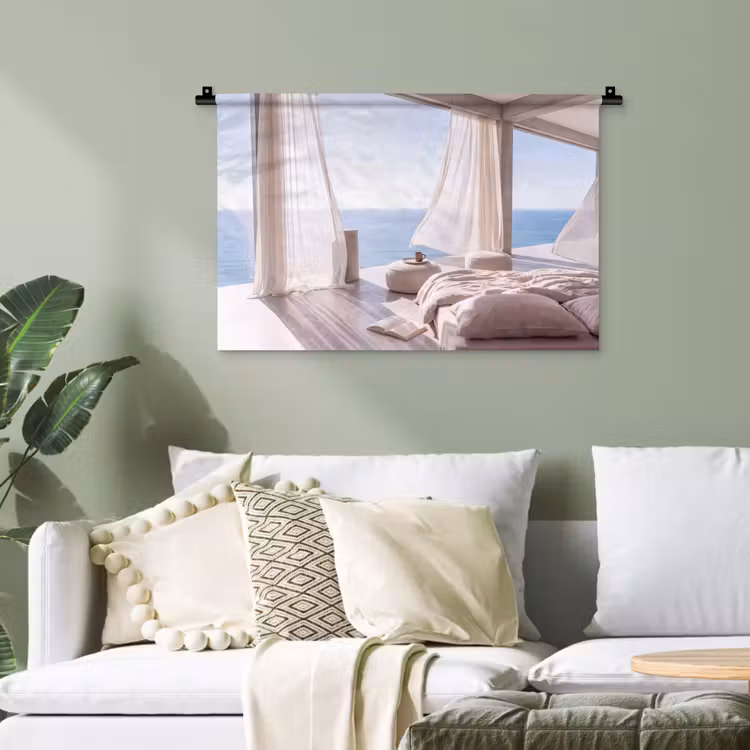 Interieur - Zeezicht - Modern - Rust - Beige Wandkleed katoen klein -sfeer7