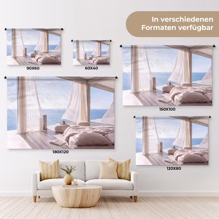 Interieur - Zeezicht - Modern - Rust - Beige Wandkleed katoen klein -tsfeer8_DE